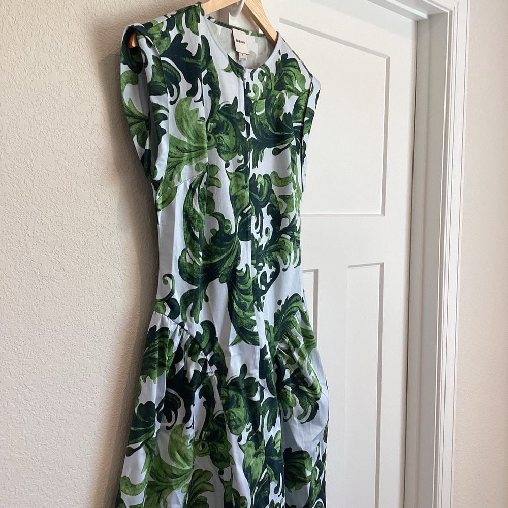 Anthropologie Drop Waist Midi Dress Maeve Cap Sleeve New Small Green - Picture 9 of 16